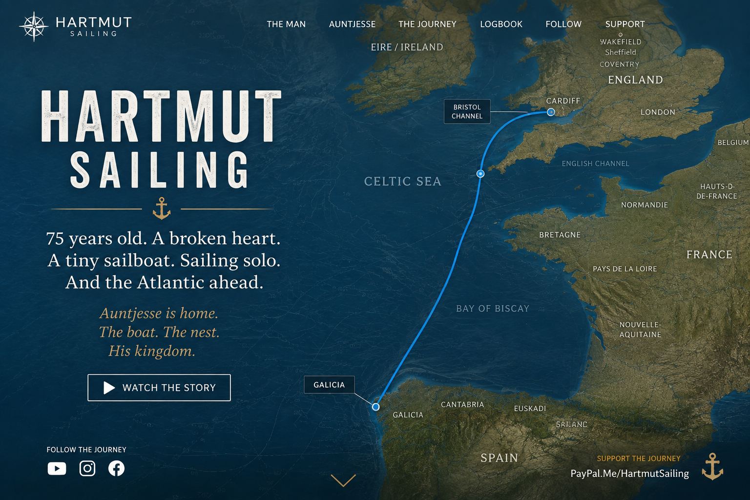 Hartmut Sailing route across the Atlantic coast of Western Europe